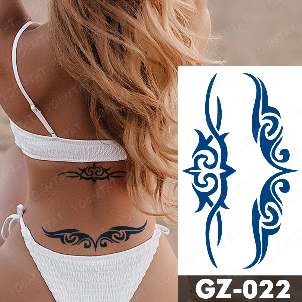 Juice Ink Waist Totem Waterproof Temporary Tattoo Sticker Crown Thorns Flame Fake Tatoo Body Art Semi Permanent Tatto Men Women