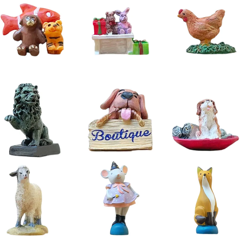 Mini Resin Animal Figurines, Tiny Wildlife Character Statues, Micro Landscape Decor & Collectible Ornaments