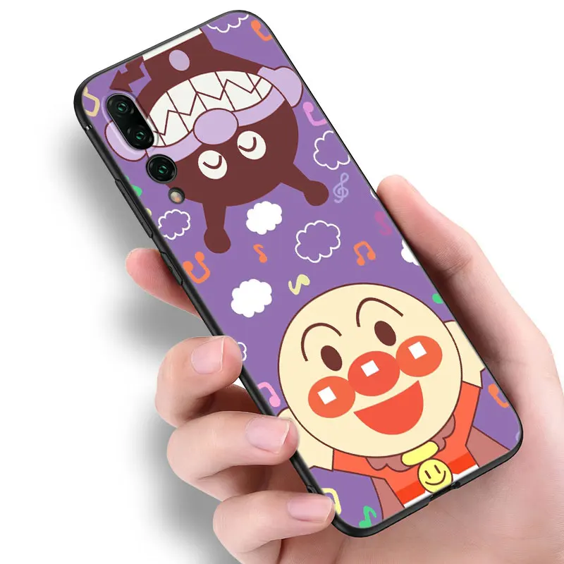 Fashion Anpanman Black Phone Case For Huawei P20 P30 P40 Lite P60 Art Pura 70 Ultra P50 Pro P50E P Smart 2018 2019 2020 2021