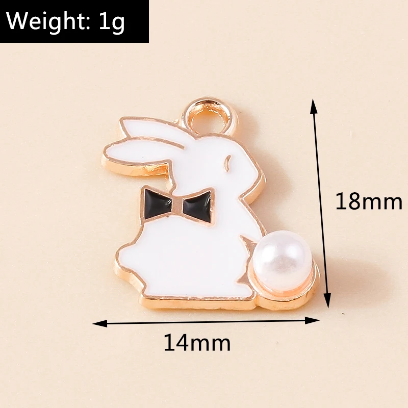 Leslie 10 Stück niedliche Häschen-Emaille-Mini-Kaninchen-Charms für DIY-Schmuckherstellung, Tier-Anhänger, Halskette, Ohrringe, Zubehör – Detail 13