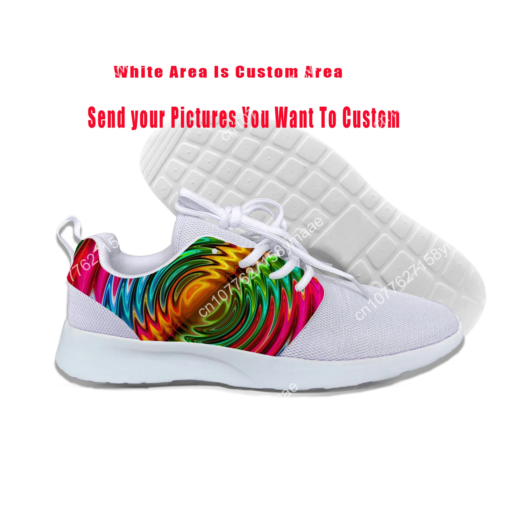 Hot Colorful Vortex Tie Dye Swirl Abstract Rainbow Running Mesh Shoes Men Women Casual Breathable Sneakers Latest Sports Shoes