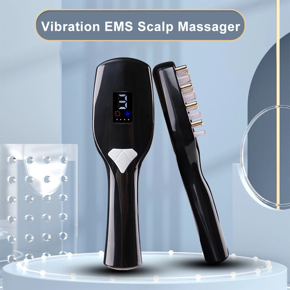 Electric EMS Pulse Massage Comb Red Light Therapy Head Masssager Hair Vibration Comb Scalp Hair Growth Anti Loss Massage Brush