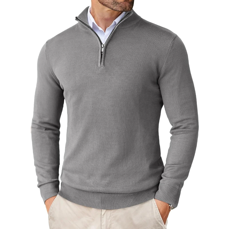 Quarter Zip Up Sweaters Slim Fit