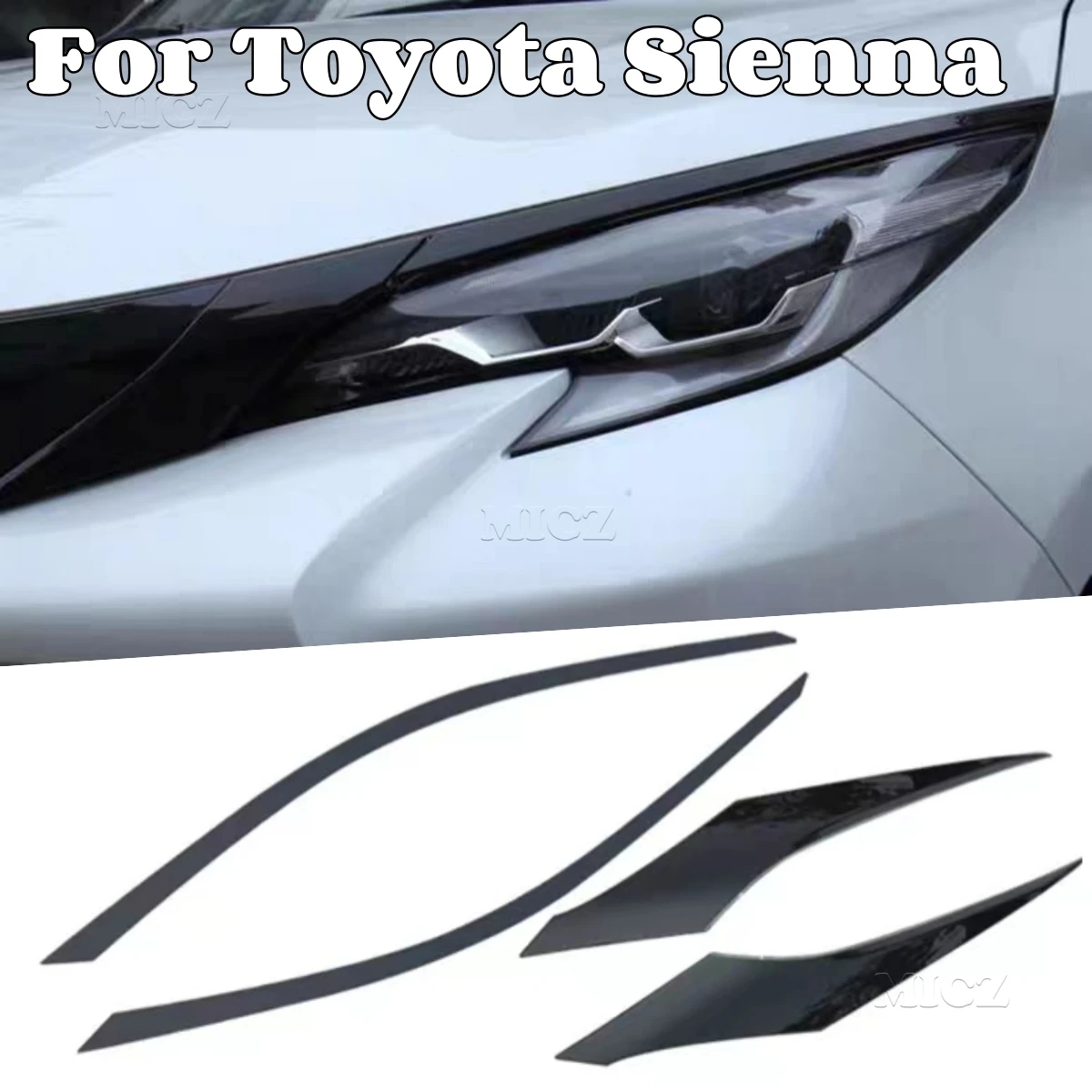 

For Toyota Sienna 2021 2022 2023 Car Head Light Lamp Eyelid Eyebrow Headlight Strip Cover Trim Accessories Car Styling