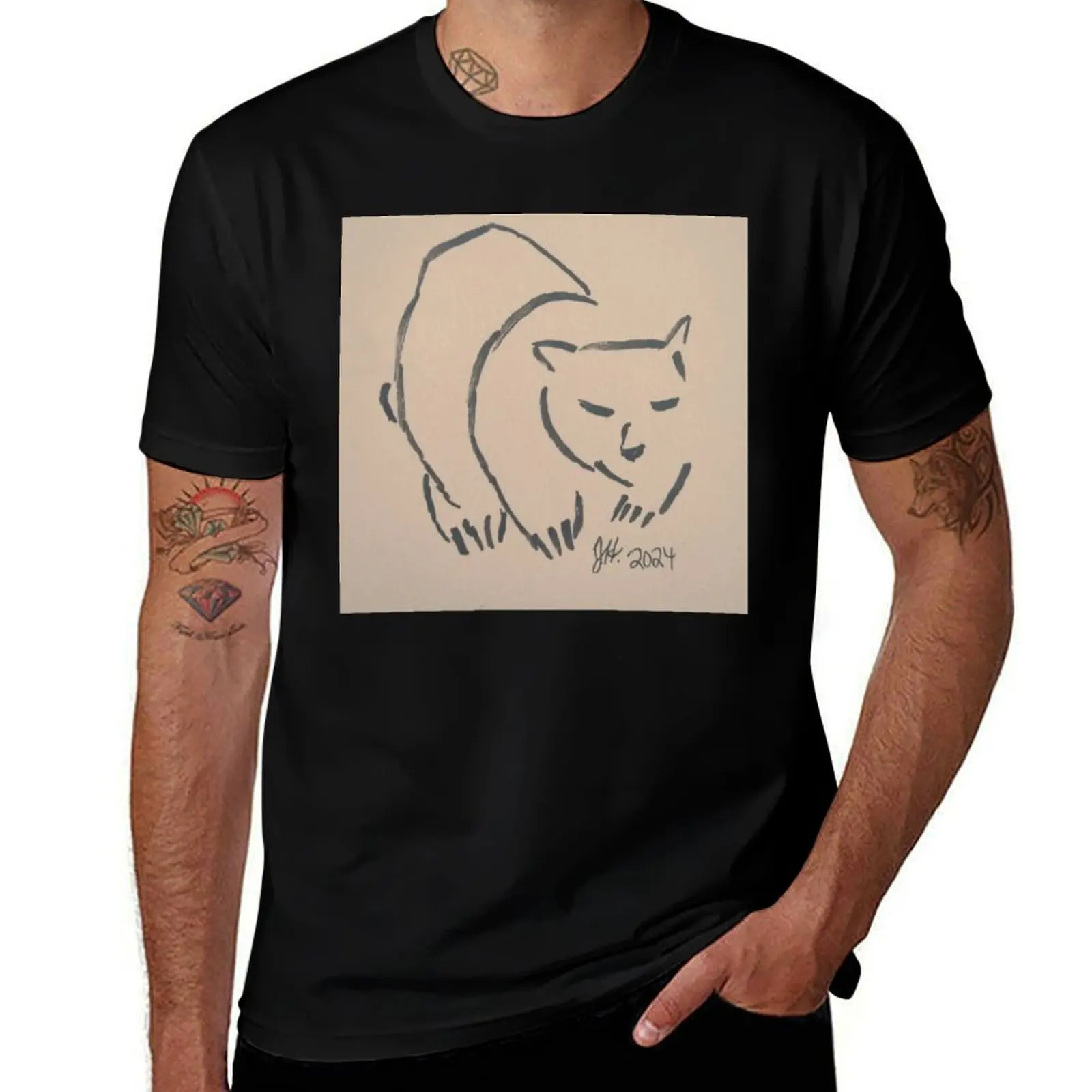 

Bear Sketch T-Shirt korean fashion graphic tee shirt boys animal print mens workout shirts