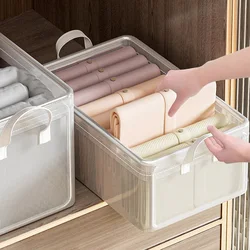 PVC Transparent Storage Basket for Clothes Underwear Storage Box Stainless Steel Frame Wardrobe Organizer Waterproof Cloth Box