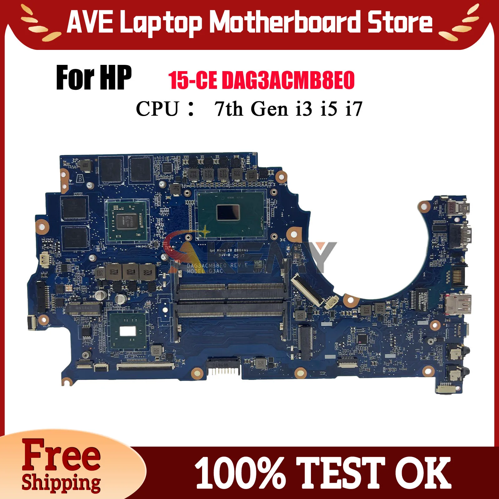 

DAG3ACMB8E0 для ноутбука HP Omen 15-CE 15T-CE, материнская плата с процессором i5 i7 RX550, 2 ГБ графического процессора, протестировано нормально