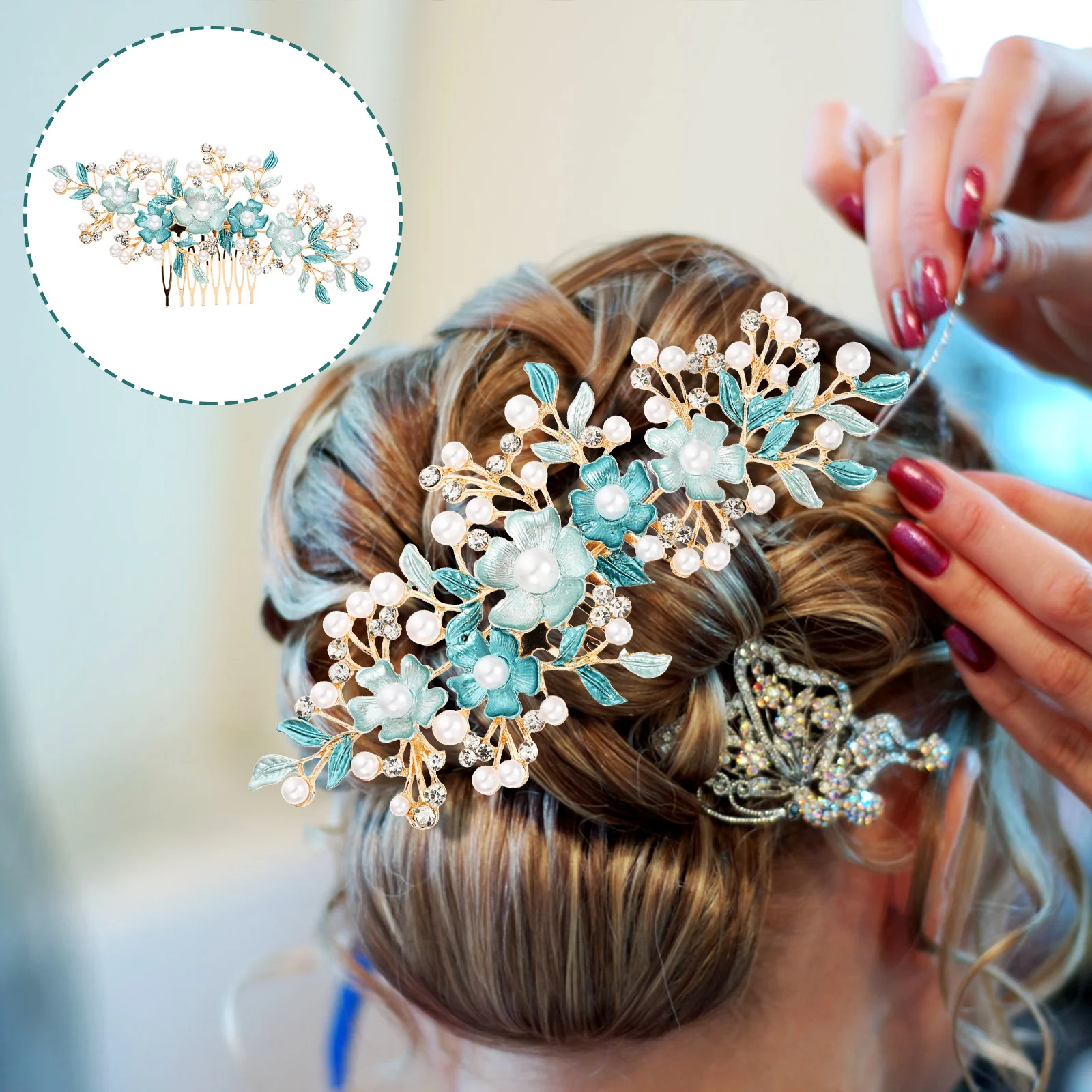 

Womens Hair Clips Rhinestones Combs for Flower Pins Accessory Accessories