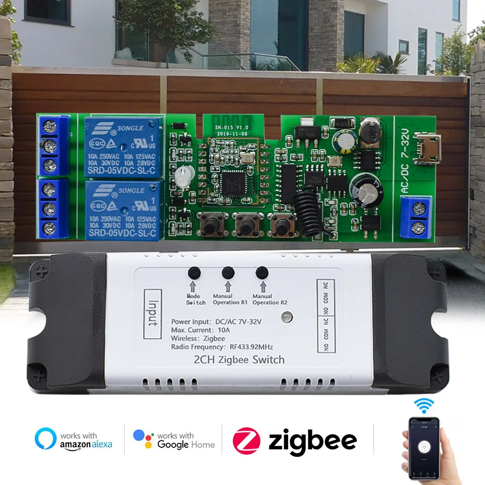 Zigbee Tuya WIFI Garage apriporta Controller Smart Switch 1/2/4CH On Off modulo relè Gate Open Voice Control Alexa Google