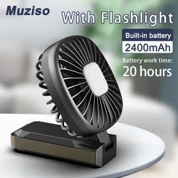 Muzinstants-Ventilateur électrique portable avec lampe de poche, aste, USB, petit format, pour bureau, table, équipement de camping