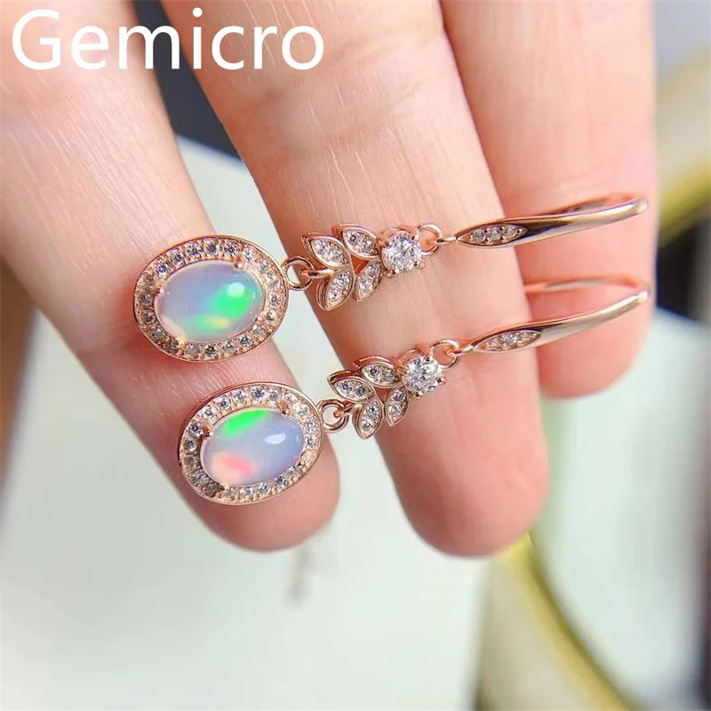 YULEM Natural opal Ring Earrings  S925 Sterling Silver Fashion Fine Jewelry Women  YULEM OPAL