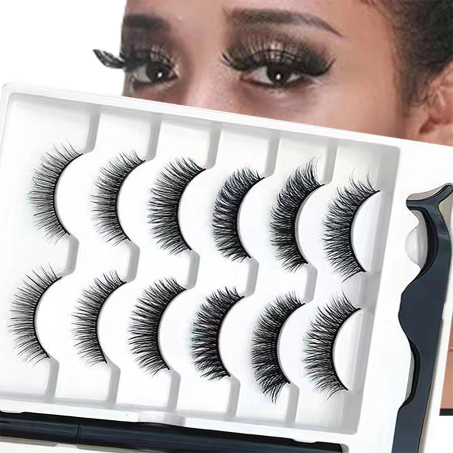 6 pairs of magnetic eyeliner pen false eyelash suit waterproof, non smudging, mild, easy to remove, strong magnet adsorption