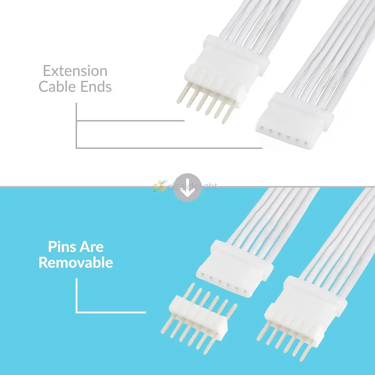 Cable de extensión de 30CM, 1M, 2M, 3M, 5M, 6 pines para Philips Hue Lightstrip Plus V4, Cable conector Micro LED blanco de 6 pines, 2 unids/lote