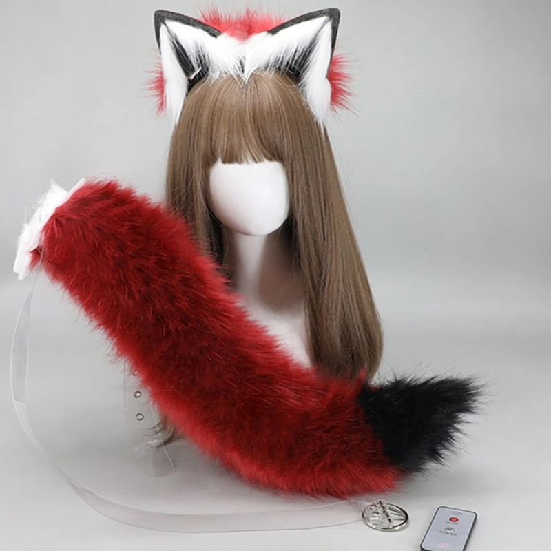 

Anime Cosplay Props Wolf Ears Tail Electric Furry Animal Ears Hairhoop Wolf Tail Halloween Fancy Dress Party Costumes