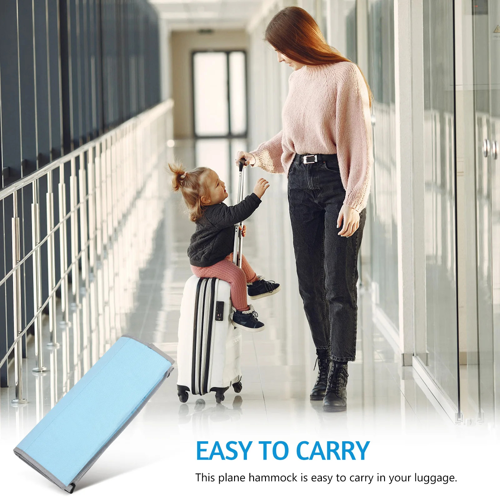 سرير سفر للأطفال، أرجوحة مقعد طائرة قابلة للتعديل، قماش أكسفورد عالي الكثافة، مسند قدم محمول للأطفال الصغار #2