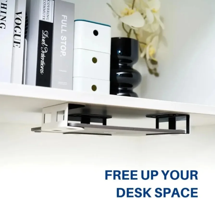 Under Desk Hidden Laptop Storage Holder Universal Metal Notebook Hanging Mount Desk Organizer Bracket Suitable for Most Laptops