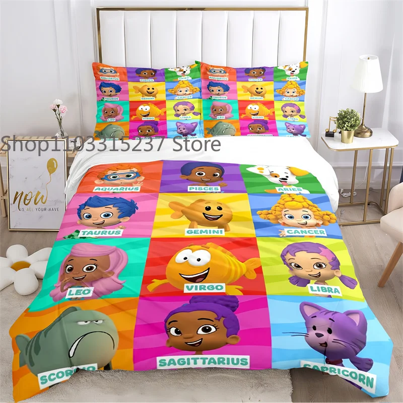 

Animation BB-BUBBLE G-GUPPIES Children Duvet Cover Sets Printed Bedding Set Double Queen King Size 2/3pcs,Bettbezug