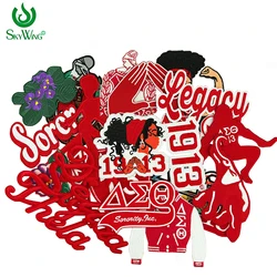 Custom Stock Embroidered Iron on Patch for Jacket, Delta Sigma Theta Sorority Patch, Soror, 1913, Fortitude Lady , Red Elephant