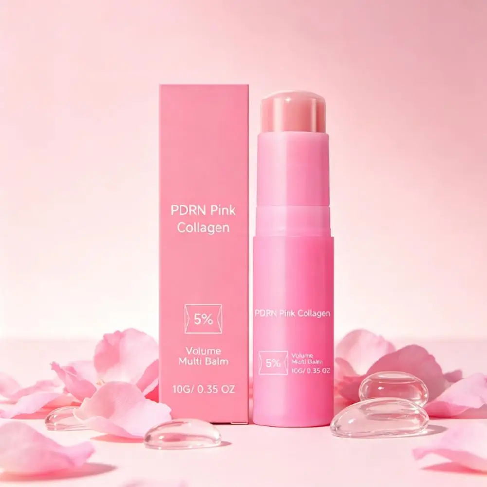 Makeup Prep Pink Collagen Multi Balm Stick Moisturizing Primer Effect Firming Anti-Wrinkle Glow Skin Care for Face Lip Eye