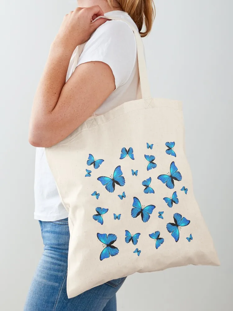 Blue butterflies print Tote Bag Canvas bag woman shopping bag shopper woman bags for women