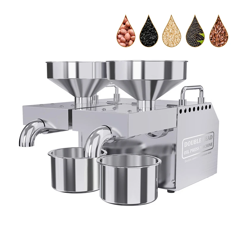 

Intelligent Stainless Steel Oil Press Household Double Head Oil Press Sesame Oil Peanut Oil Extraction Machine