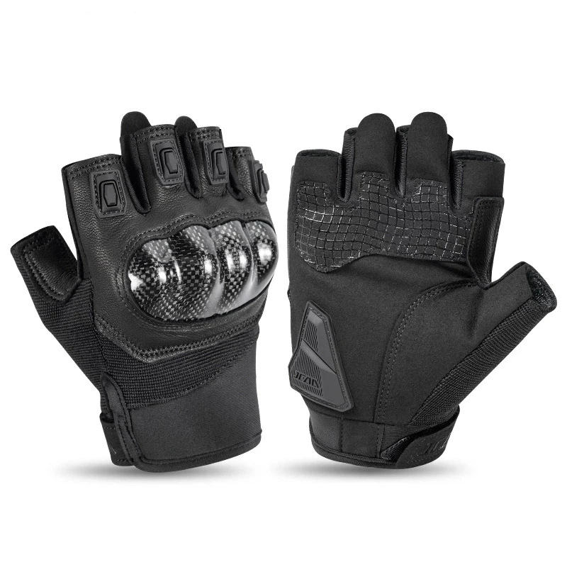 

Мужские кожаные мотоциклетные перчатки с полупальцами — дышащие, с защитой от ракушек, противоударное снаряжение для верховой езды