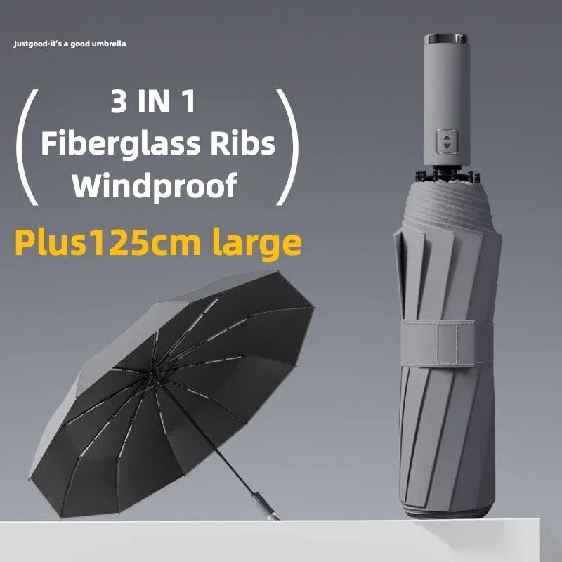 

Windproof Automatic Folding Umbrella, 125CM Large Umbrella Surface, Sun UV Protection UPF50+ Rain Umbrellas for Man and Women