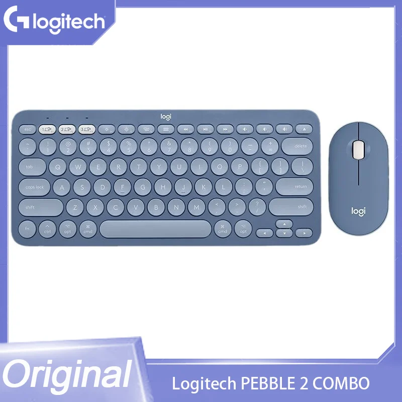 Original Logitech PEBBLE 2 COMBO Wireless Keyboard Mouse Combos Set Home Office Quiet Mouse Keyboard For Windows Pad Android IOS