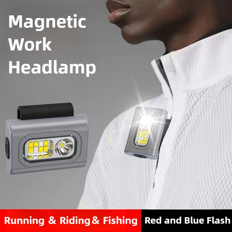

Magnetic Work Light USB Rechargeable LED Headlamp 6 Modes Dimming Outdoor Waterproof Headlight Emergency Lamp For Fishing Hiking