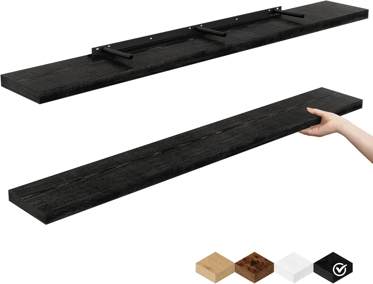 

48 Inch Floating Shelves Set of 2, Wall Mounted Rustic Wood Shelves for Living Room, Bedroom, Bathroom, Kitchen Decor