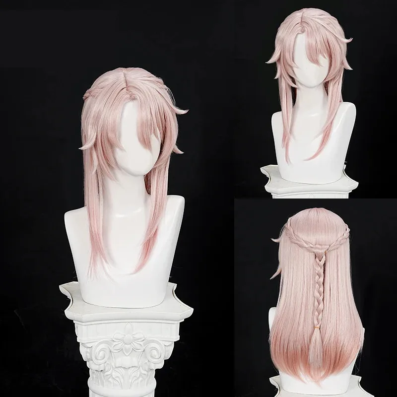 CyGame Honkai Star Rail Jiaoqiu Cosplay Wig Ear Pink Gradient Wig Jiao Qiu Cosplay Halloween Party for Women Men Props Accessory