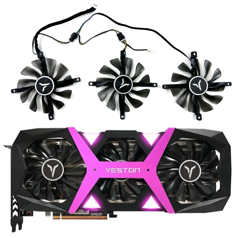 NOWY wentylator chłodzący 3FAN 85mm 4pin 6PIN do kart graficznych YESTON RTX3060 3060TI RX590 RX6600XT RX6700XT GTX1660Super GPU FAN