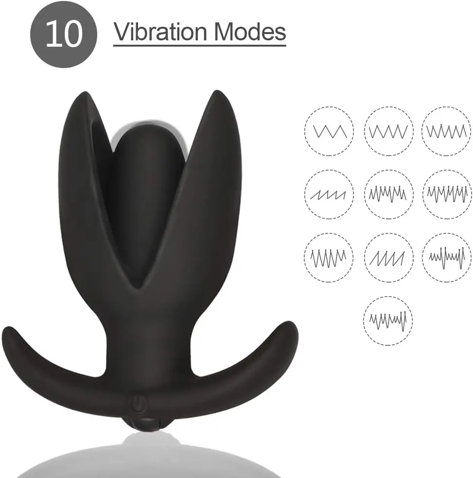 Vibrador anal de 10 modos de vibração FST, plugue anal vestível com base queimada e plugue anal de silicone de cabeça para estimulação do ponto G Pro