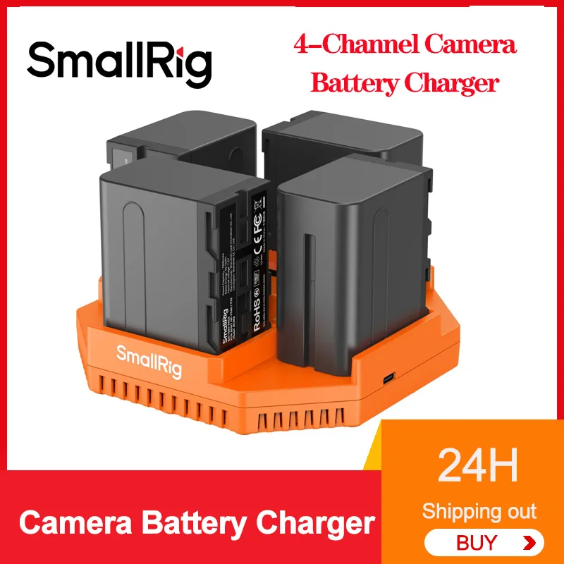 Smallrig NP-F 4-Channel Camera Battery Charger PD 100W Fast Charging with OLED screen For NP-F550 NP-F570 NP-F750 and NP-F970