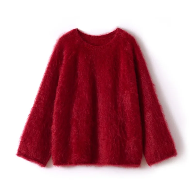 

Autumn Winter Women New Cashmere Crew Neck Floral Sweater