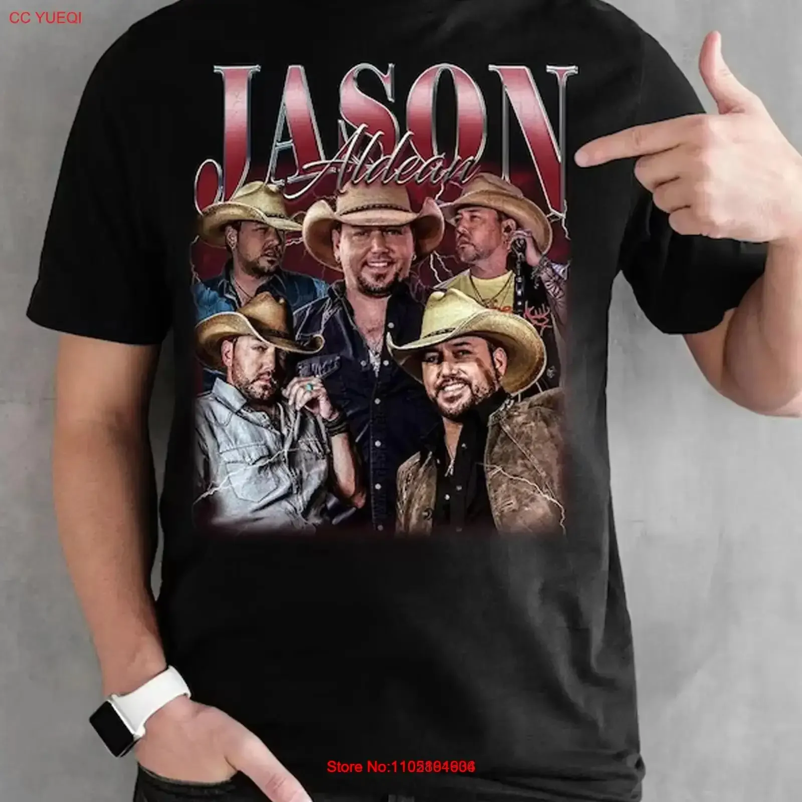 Jason Aldean VTG collage black T shirt short sleeve All sizes S 5XL 27 vintage Washed Stretched Casual fashion Versatile