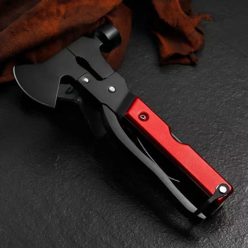 Unique Gifts For Men Women Dad Husband 14 In 1 Multi Tool Ax Saw Knife Hammer Pliers Screwdriers Red