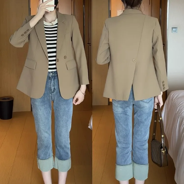 Women's Fashionable Slim Fit Suit Jacket 2026 Spring Autumn New Style Polyester Professional Versatile High Quality Trendy