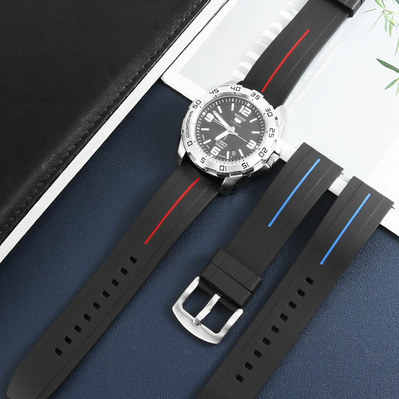 Flat Interface Rubber Watch Strap With Substitute Jeep Black Knight F-X1 Series Quick Release Design Silicone Watchband 20/22mm