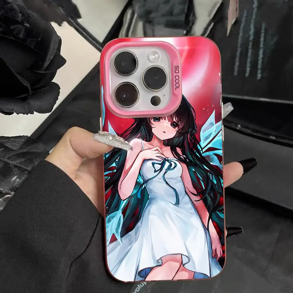 Saya no Uta حافظة هاتف محمول لهاتف آيفون 17 16 15 14 13 12 11 X XR XS 8 7 Air Pro Max Plus غطاء غطاء ملون وردي شفاف