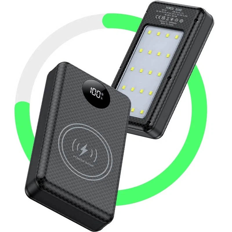 حزمة بطارية 18650 قابلة للفصل مكونة من 6 خلايا، مجموعة طاقة محمولة للشحن اللاسلكي مع ضوء للتخييم #5