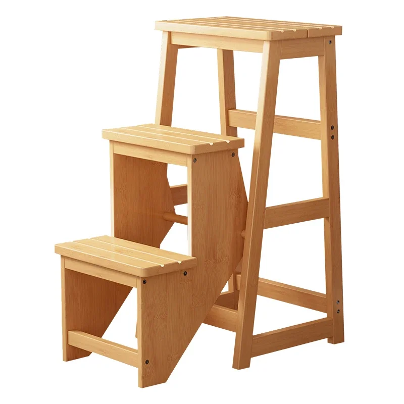 Multifunctional Step Stool Bamboo Household Indoor Chair Foldable Shoe Changing Seat Sturdy Stable Home Furniture