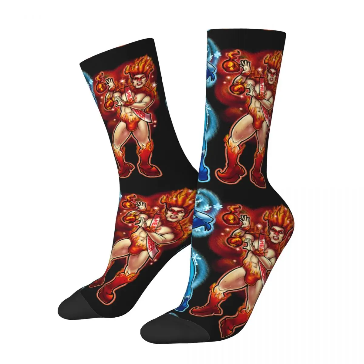 Funny Compression Sock for Men Snow VS Heat Miser Hip Hop Vintage The Year without a Santa Claus 1974 TV Seamless Boys Crew Sock