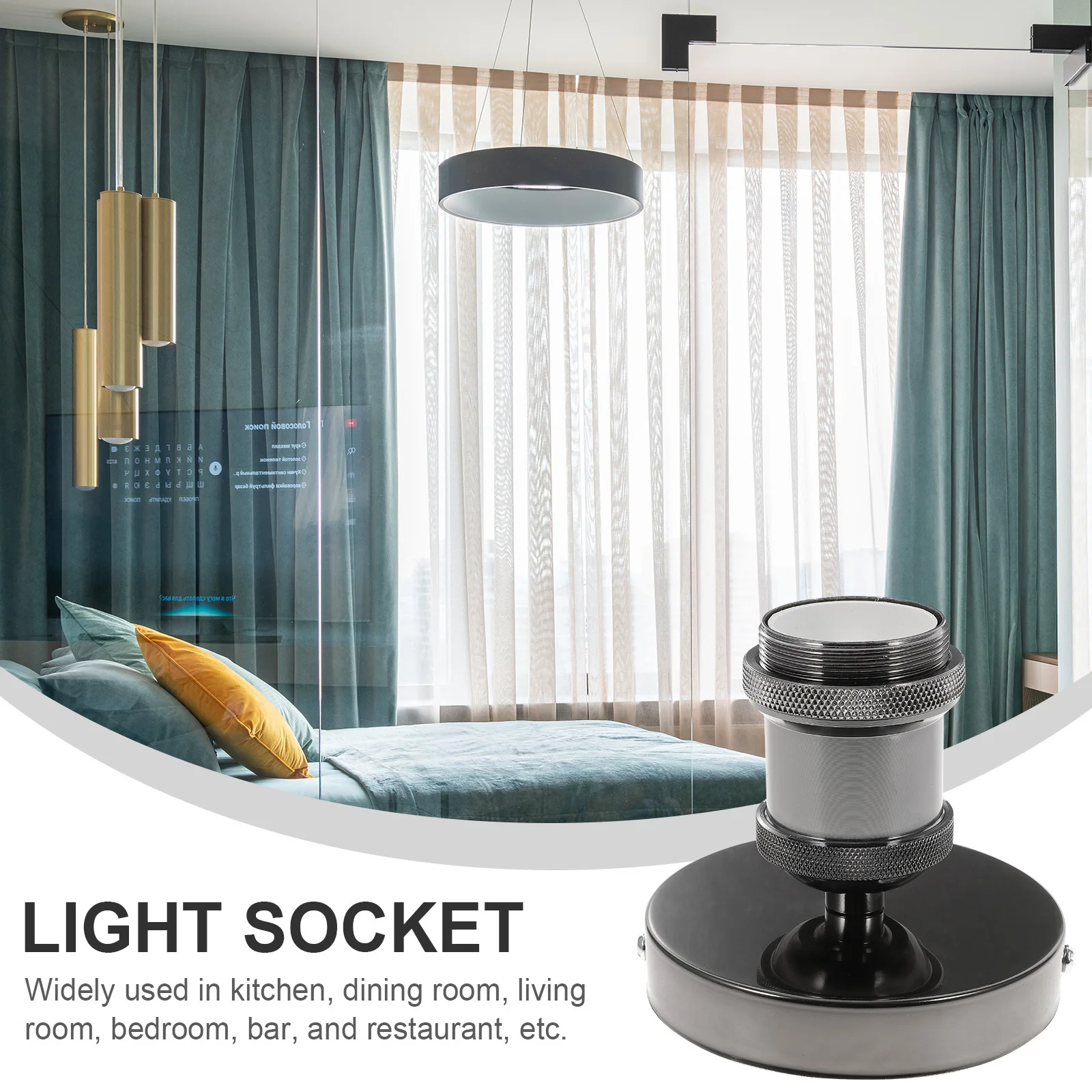 

E27 Vintage Style Light Bulb Socket Holder Stainless Steel Base Ceiling Lamp Component for Kitchen Living Room Lighting