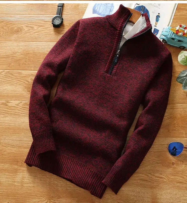 New Pullovers Autumn Winter Knit Sweater Men's Zipper Outwear Korean Casual Streetwear Turtleneck Cold Blouse Hombre Jumpers