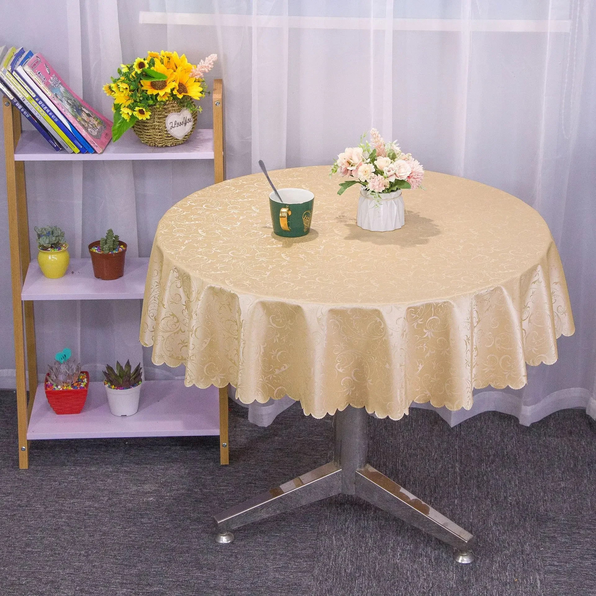 European Style Home Hotel Round Table Cloth Round Tea Table Thickened PVC Blend Waterproof Oil Resistant Washable Table Cloth