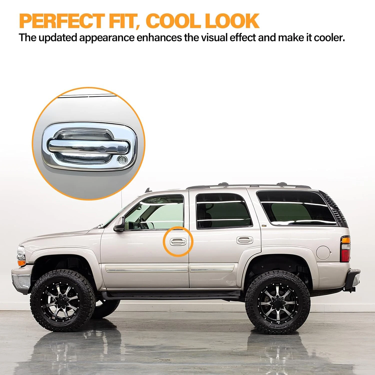 

Chrome Door Handle Covers Kit Exterior Handle Trim ABS Handle Cap for Chevrolet Silverado Suburban Tahoe GMC Sierra 1999-2006