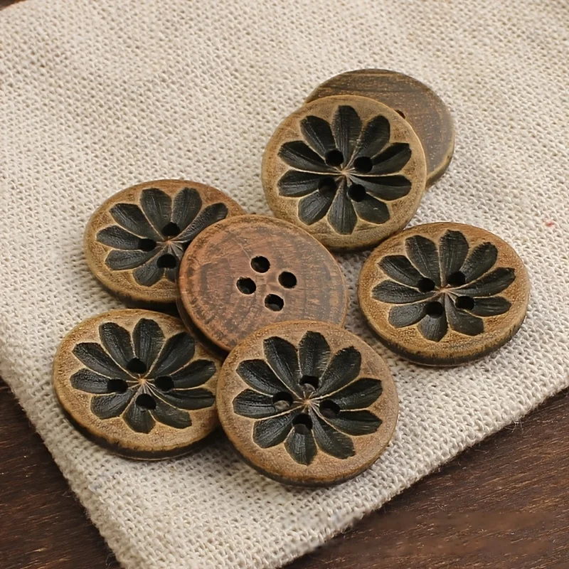 20 قطعة من الأزرار الخشبية البنية الداكنة المستوحاة من الطراز القديم مقاس 18 مم - مثالية للقميص الصناعي والسترة والحرف السترة #6