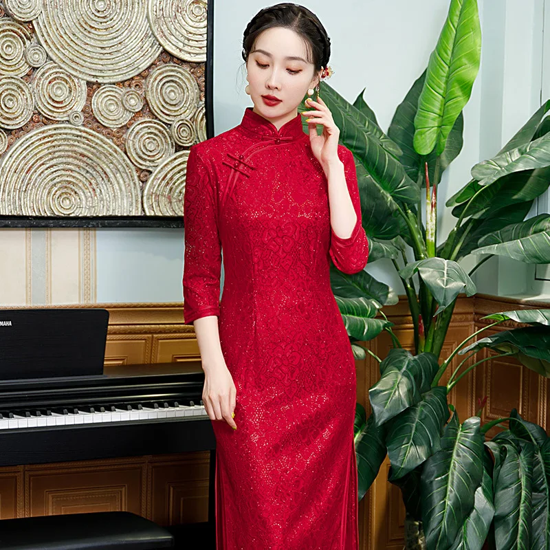 

Cheongsam Hip-Wrapped Chinese Style Traditional Clothing High-End Temperament Banquet Artistic Evening Dress Fit Wedding