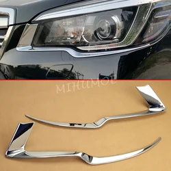 2Pcs Chrome Headlight Head Light Strip Trims Cover For Subaru Forester SK 2019 2020 2021 Car Exterior Accessories